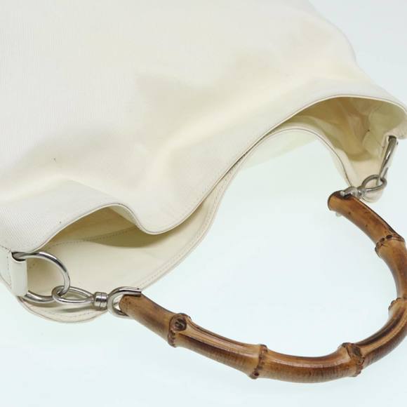 GUCCI Bamboo Hand Bag Canvas White 001 1705 1577 Auth 83496 - Picture 6 of 16